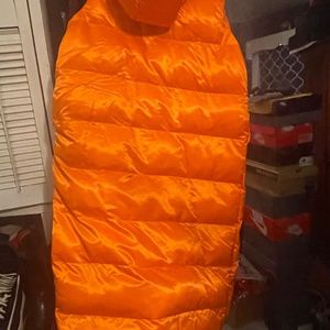 Orange long puffer vest